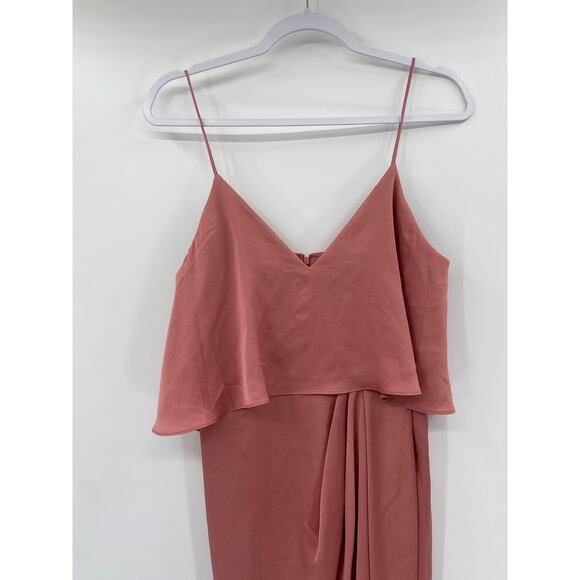 Shona Joy Rose Pink Luxe Frill Tulip Hem Maxi Dress Size 6 - Picture 5 of 10